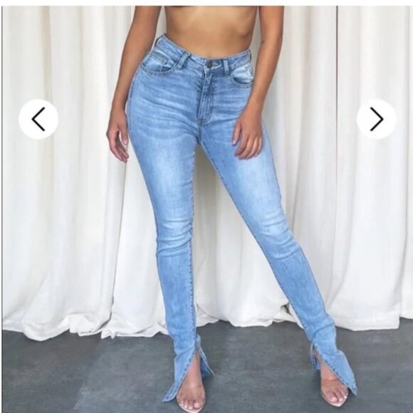 DOGMA DENIM High Rise Jeans Hem Slits Slim Leg Denim Stretch Waist Skinny Fit 26 - Picture 6 of 13